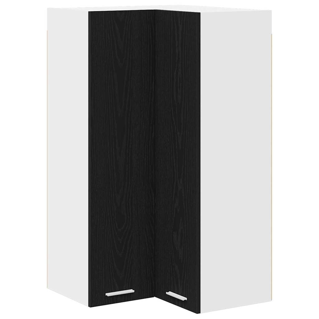 Hanging Cabinet Riga Black Oak and White 57 x 57 x 100 cm